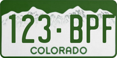 CO license plate 123BPF