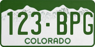 CO license plate 123BPG