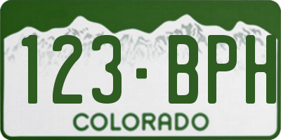 CO license plate 123BPH