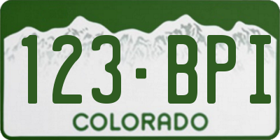 CO license plate 123BPI
