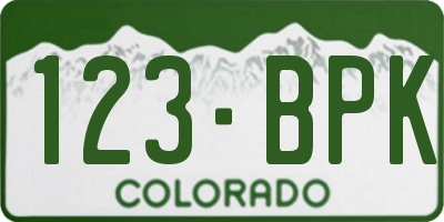CO license plate 123BPK