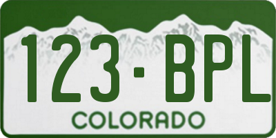 CO license plate 123BPL