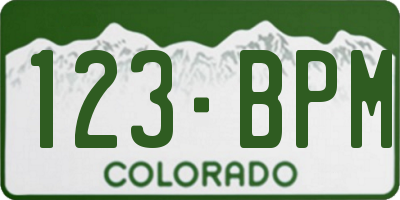 CO license plate 123BPM