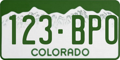 CO license plate 123BPO