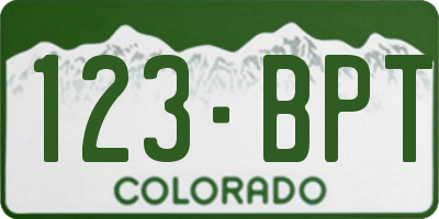 CO license plate 123BPT