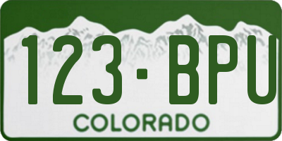 CO license plate 123BPU