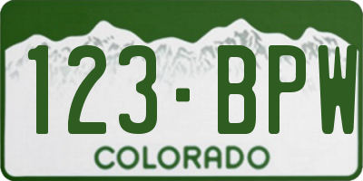 CO license plate 123BPW