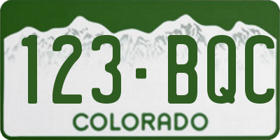 CO license plate 123BQC