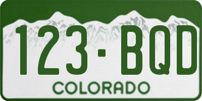CO license plate 123BQD