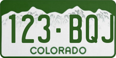 CO license plate 123BQJ