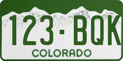 CO license plate 123BQK