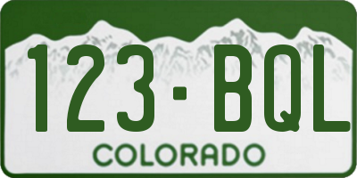 CO license plate 123BQL