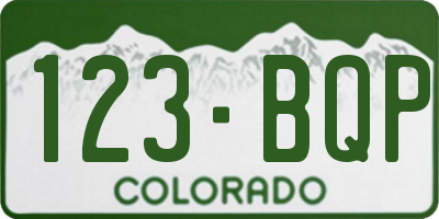 CO license plate 123BQP
