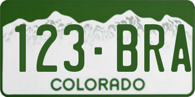 CO license plate 123BRA