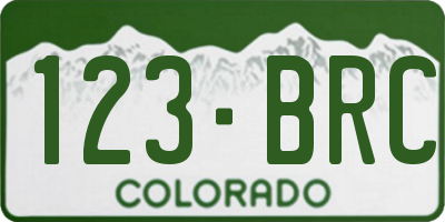 CO license plate 123BRC