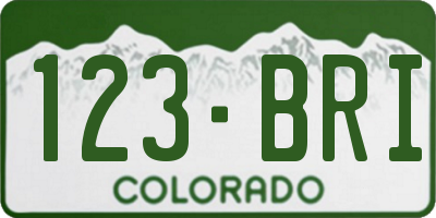 CO license plate 123BRI