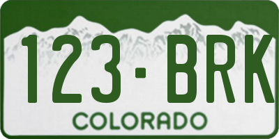 CO license plate 123BRK