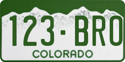 CO license plate 123BRO