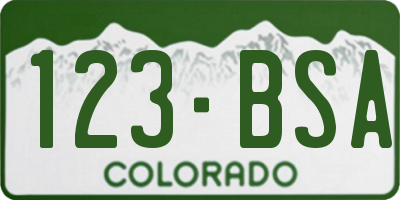 CO license plate 123BSA
