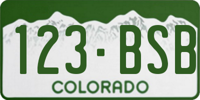 CO license plate 123BSB