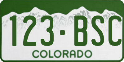 CO license plate 123BSC