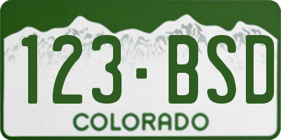 CO license plate 123BSD