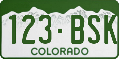 CO license plate 123BSK