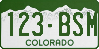 CO license plate 123BSM