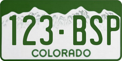 CO license plate 123BSP