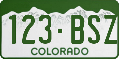 CO license plate 123BSZ