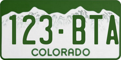 CO license plate 123BTA