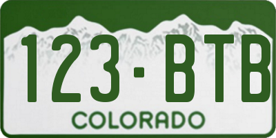 CO license plate 123BTB