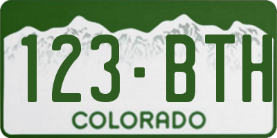 CO license plate 123BTH