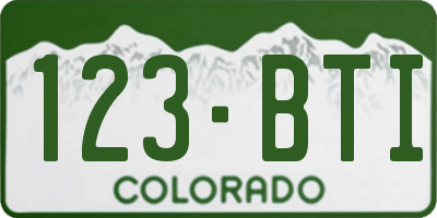 CO license plate 123BTI