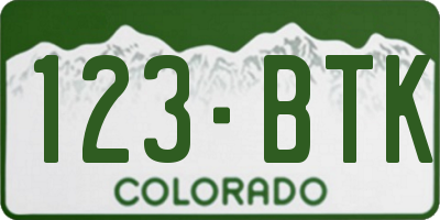 CO license plate 123BTK