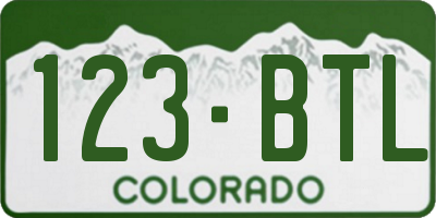 CO license plate 123BTL