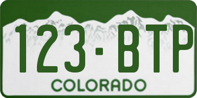 CO license plate 123BTP