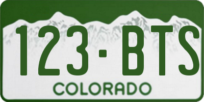 CO license plate 123BTS