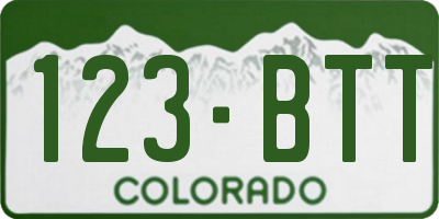 CO license plate 123BTT