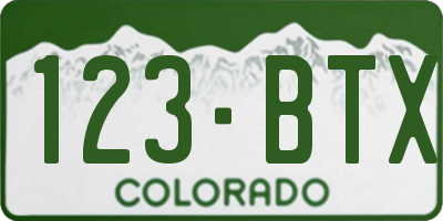 CO license plate 123BTX