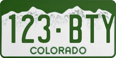 CO license plate 123BTY