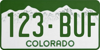 CO license plate 123BUF