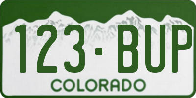 CO license plate 123BUP