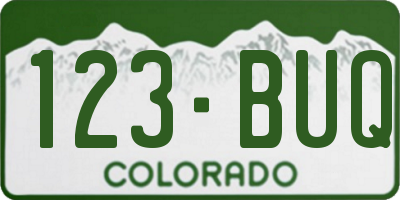 CO license plate 123BUQ