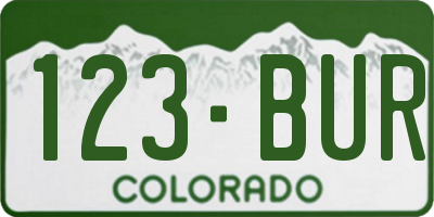 CO license plate 123BUR