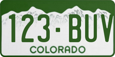 CO license plate 123BUV