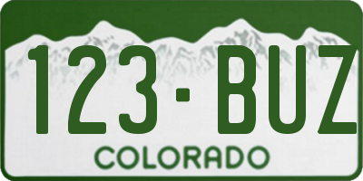 CO license plate 123BUZ