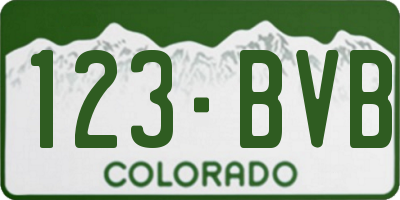 CO license plate 123BVB