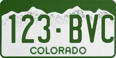 CO license plate 123BVC