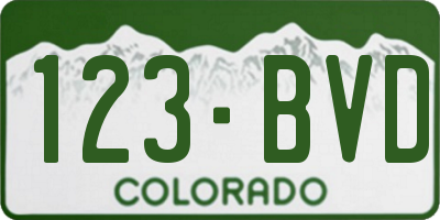 CO license plate 123BVD